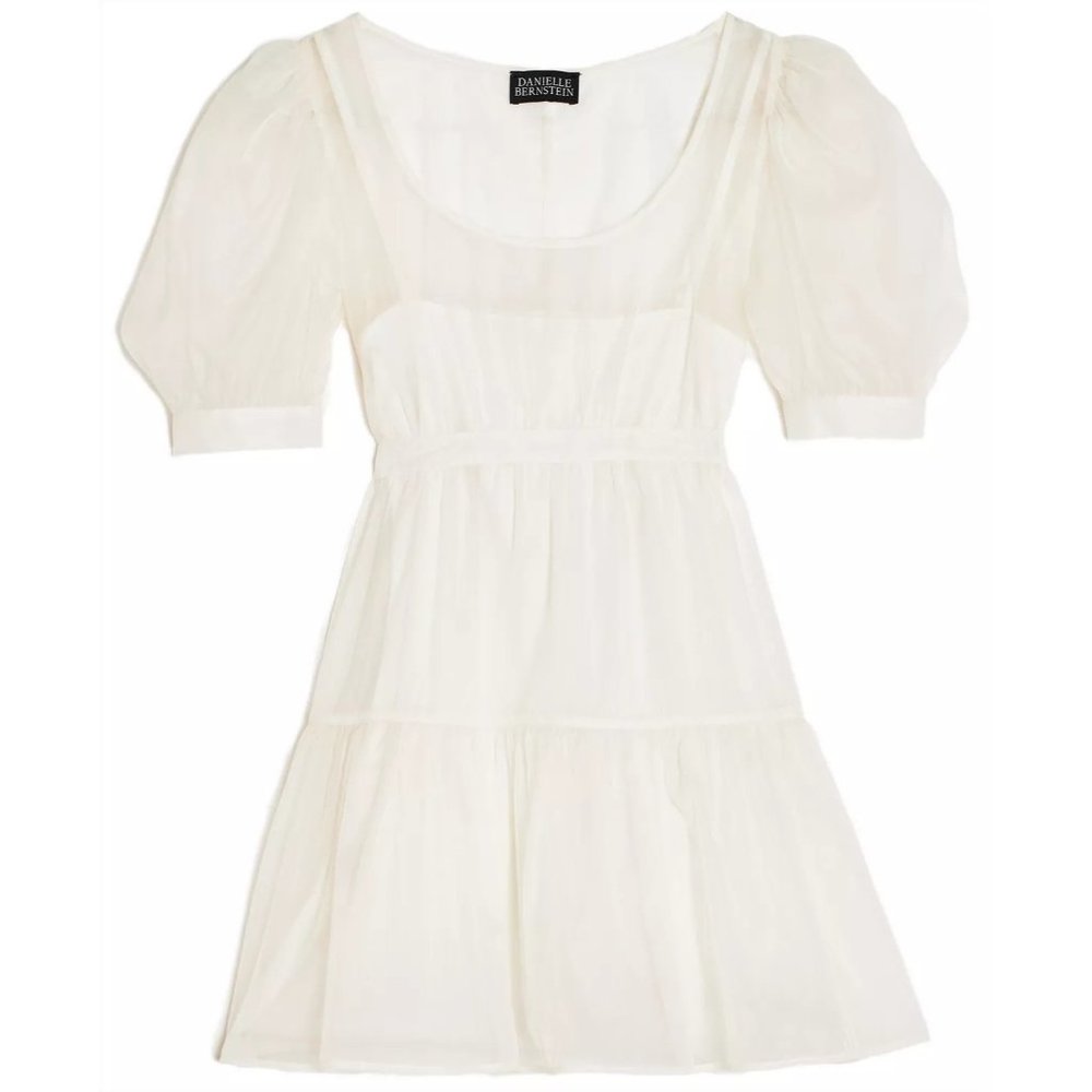 DANIELLE BERNSTEIN Solid Organza Puff-Sleeve Mini Dress - NWT - SIZE XL - Picture 2 of 3